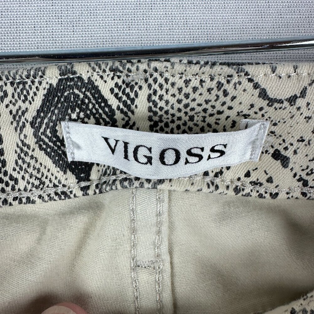 VIGOSS WOMEN'S SNAKESKIN PRINT JEANS STRAIGHT LEG ZIP FRONT POCKETS SIZE 6/7 - Picture 2 of 11